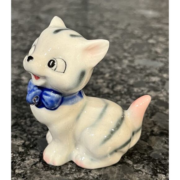 Vtg 50s 60s Lipper & Mann 2 Porcelain Striped Kittens Japan Missing Mom & Leash - Picture 11 of 13